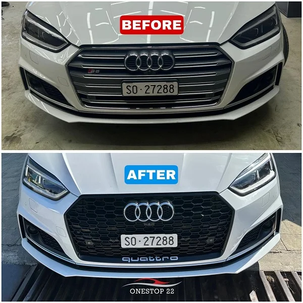 Audi S5 (2017) before and after RS5 front grille upgrade transformation
