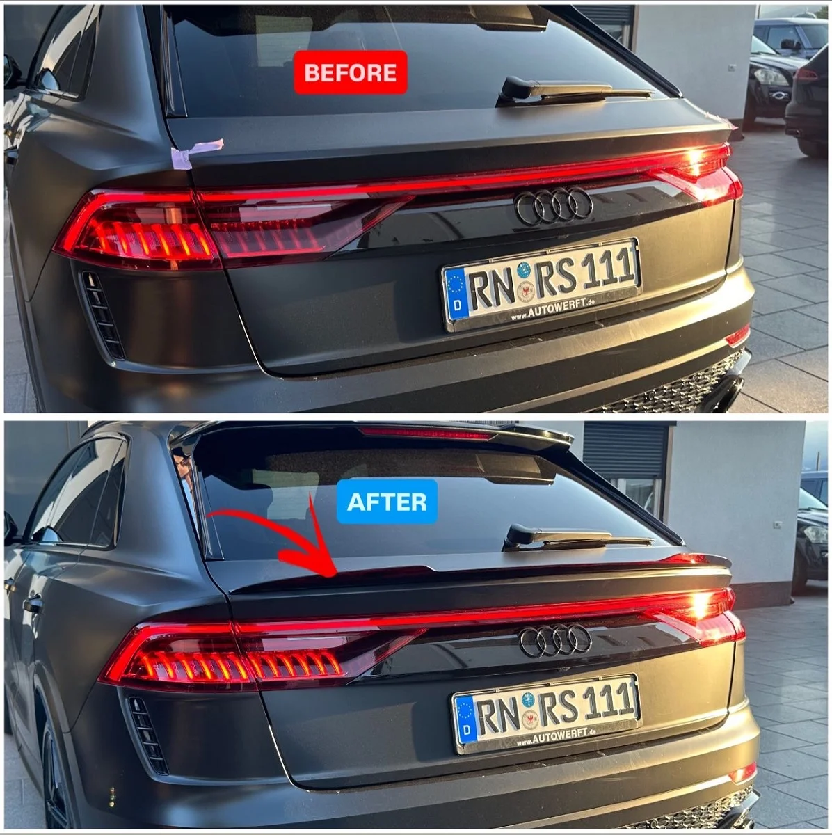 Audi Q8 rear spoiler upgrade rear view