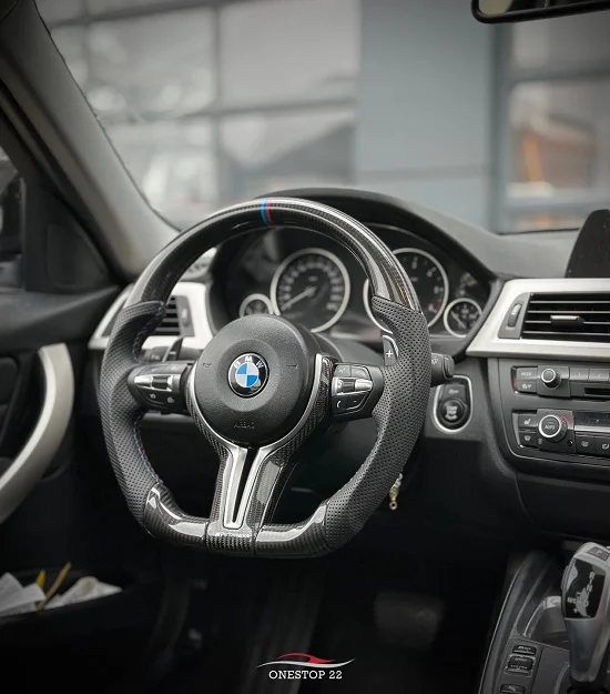 BMW F30 carbon fiber steering wheel with leather trim