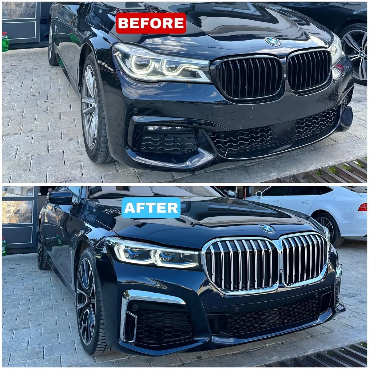 BMW G11 7 Series converted to G12 Facelift 2020+ style with 20-inch wheels