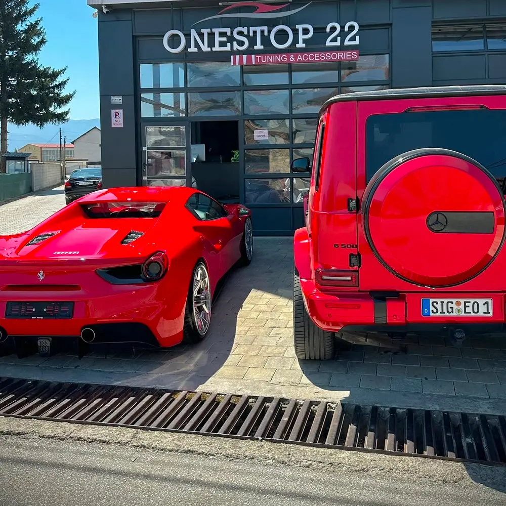 Ferrari 488 GTB and Mercedes-Benz G-Class luxury vehicles