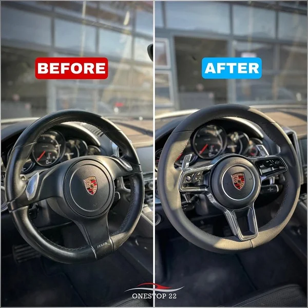 Porsche Cayenne (2011) upgraded with a 2018+ style steering wheel