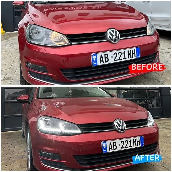 Volkswagen Golf 7 upgraded with Golf 7.5-style dynamic LED headlights, taillights, R-Line rear diffuser, and LED H7 +300% bulbs