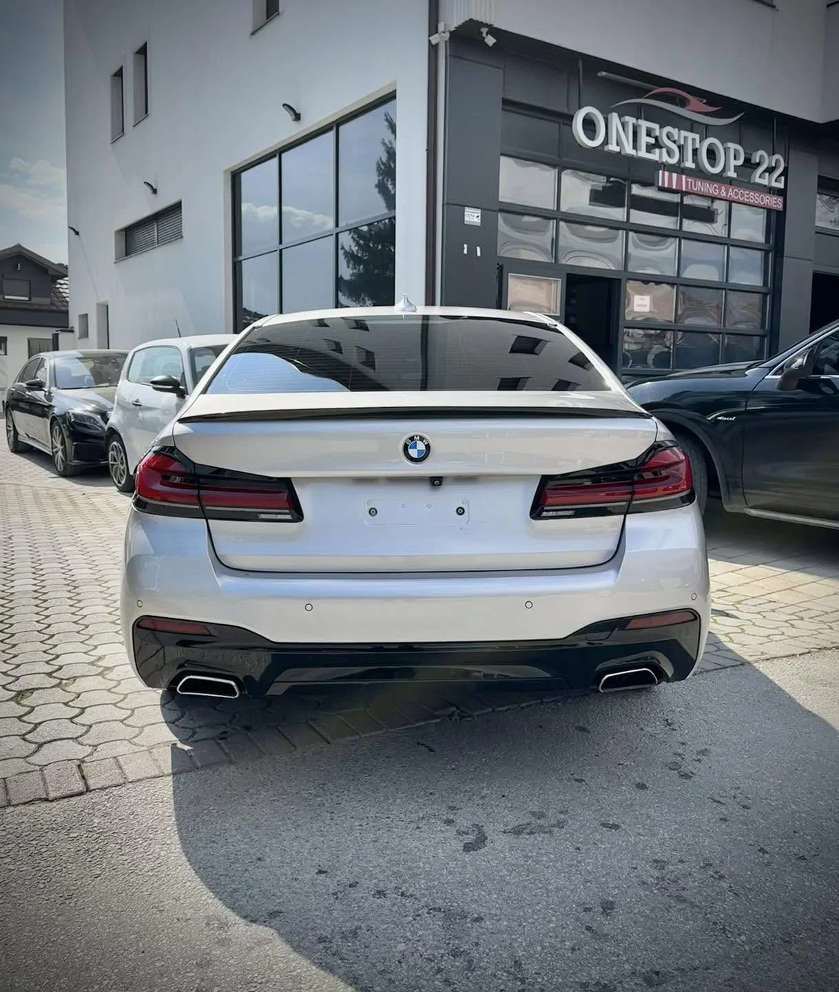 BMW G30 facelift conversion components being fitted
