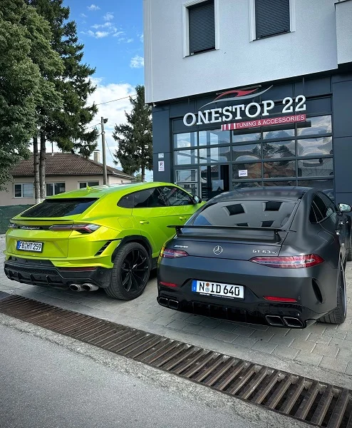 Mercedes AMG GT 63 S 4 Door Coupe and Lamborghini Urus luxury vehicles