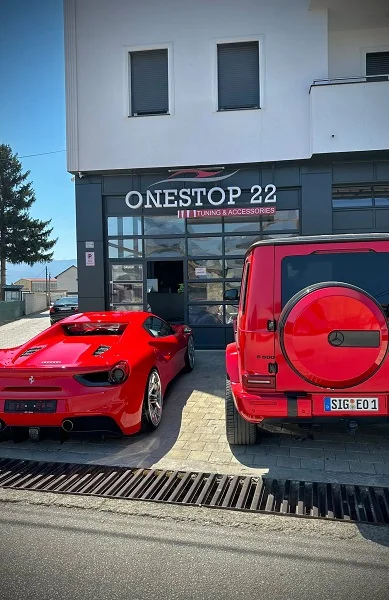 Ferrari 488 GTB and Mercedes-Benz G-Class luxury vehicles