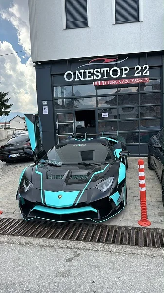 Highly modified Lamborghini Aventador luxury performance car